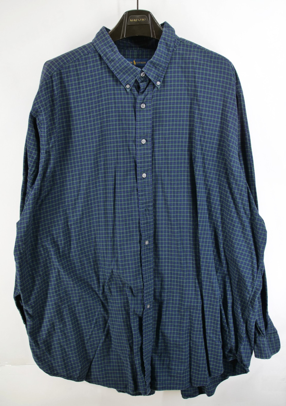 Polo Ralph Lauren Shirt Men’s 4XLT Blue Green Plaid Long Sleeve Button Up